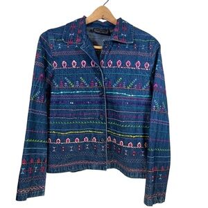 Denim Jacket Embroidered sz M